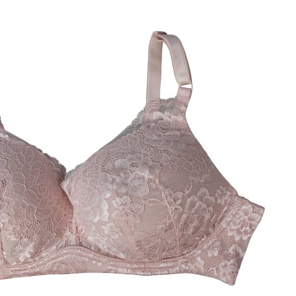 Torrid 360 Back Smoothing Wire Free Push Up Plunge Bra Pink 38D Full Cover Lace - Picture 2 of 10